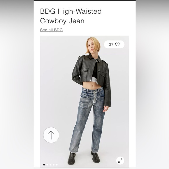 UO silver metallic cowboy jeans-size 27 - Picture 2 of 14